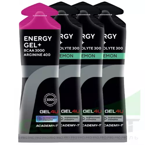 Гель питьевой GEL4U Energy Gel+electrolyte 300 4 х 60 г, Лесные ягоды, лимон и мята