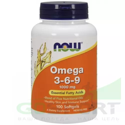 Омена-3 NOW FOODS Omega 3-6-9 1000 мг 100  гелевых капсул