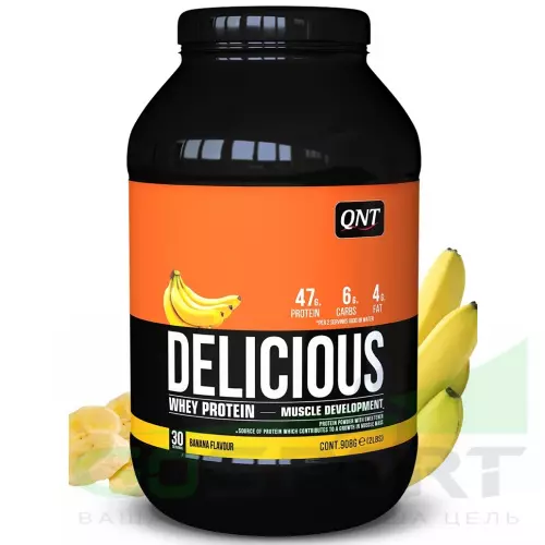  QNT DELICIOUS WHEY PROTEIN POWDER 908 г, Банан