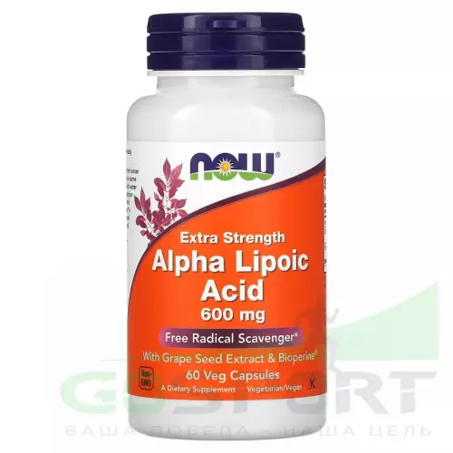  NOW FOODS Alpha Lipoic Acid 600 mg 60 веган капсул