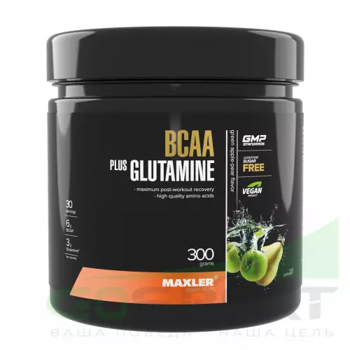 БСАА MAXLER BCAA + Glutamine 300 g 2:1:1 300 г, Зеленое яблоко - Груша