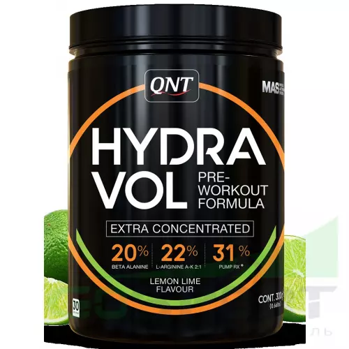 Предтреник QNT HYDRAVOL EXTRA CONCENTRATED PRE-WORKOUT no caffeine 300 г, Лимон-Лайм