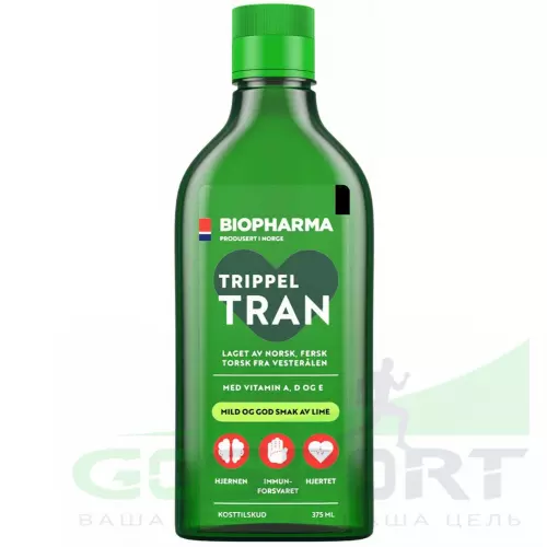 Омена-3 BIOPHARMA Trippel Tran Omega-3 375 мл, Лайм