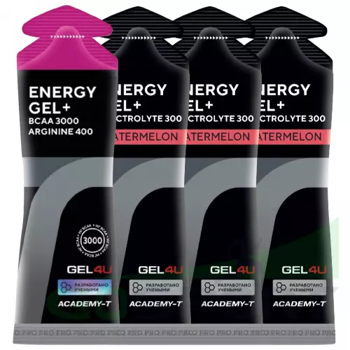 Гель питьевой GEL4U Energy Gel+electrolyte 300 4 х 60 г, Лесные ягоды, арбуз