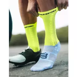 Compressport Носки Pro Racing Socks V4.0 Bike White Safe Yellow Компрессионные носки