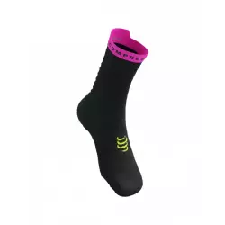 Compressport Носки Run Ultralight High v4 Black Safe Yellow Neo Pink Компрессионные носки