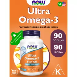 NOW FOODS Ultra Omega-3 Fish Oil 500 EPA / 250 DHA Omega 3