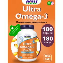 NOW FOODS Ultra Omega-3 Fish Oil 500 EPA / 250 DHA FISH GELATIN Omega 3
