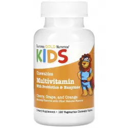 California Gold Nutrition Chewable Multivitamins with Probiotics & Enzymes for Children, Assorted F Витамины для детей