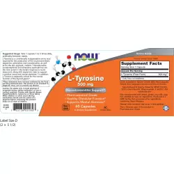NOW L-Tyrosine – Тирозин 500 мг Тирозин