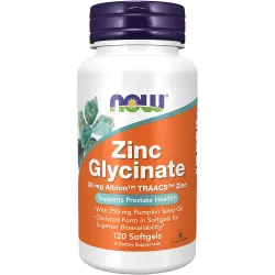 NOW FOODS Zinc Glycinate 30 mg 120 Softgels Цинк