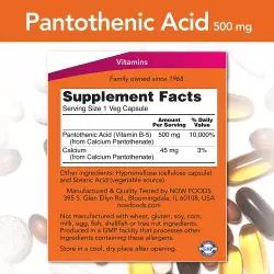NOW Pantothenic Acid – Пантотеновая Кислота 500 мг Витамины группы B