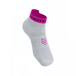 Compressport Носки V4 Run Low White Safe Yellow Neo Pink Компрессионные носки